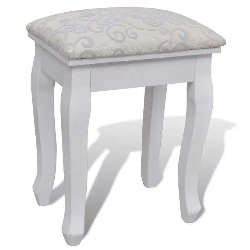 Kaptafel Met 7 Lades, Spiegel En Krukje Wit Wit En Blauw