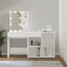 Kaptafel Met Kastje En Led's Bewerkt Hout Wit