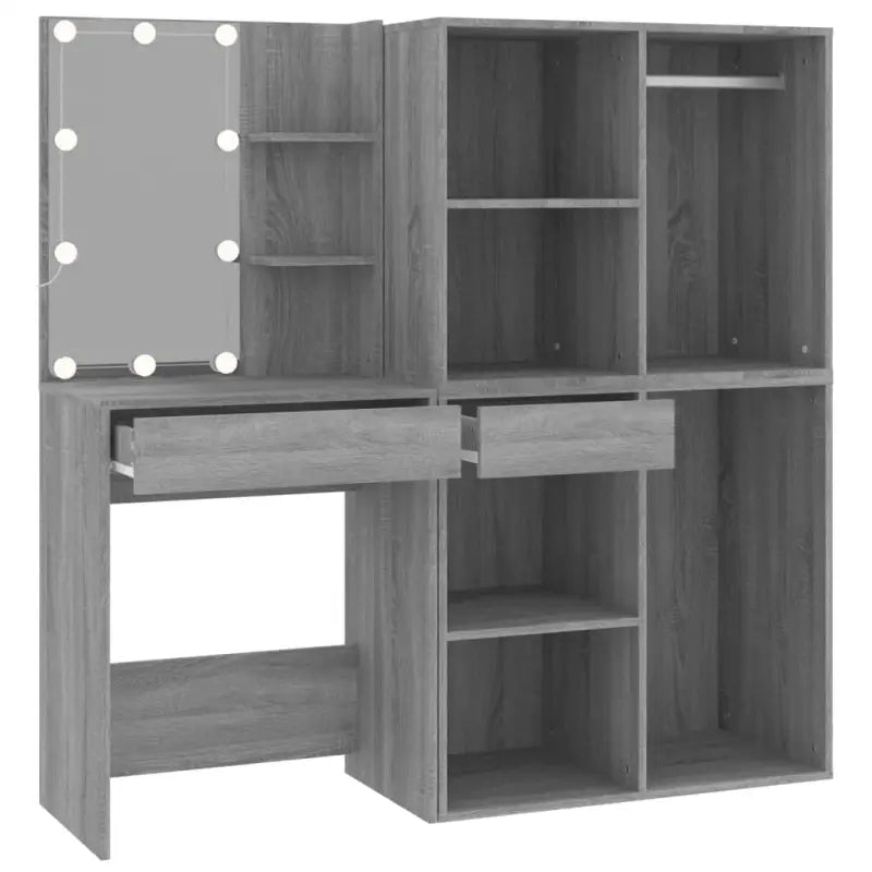 Kaptafel Met Kastjes Led Bewerkt Hout Eiken