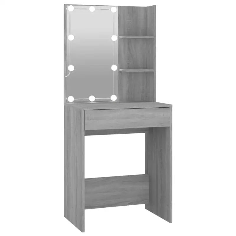 Kaptafel Met Kastjes Led Bewerkt Hout Eiken