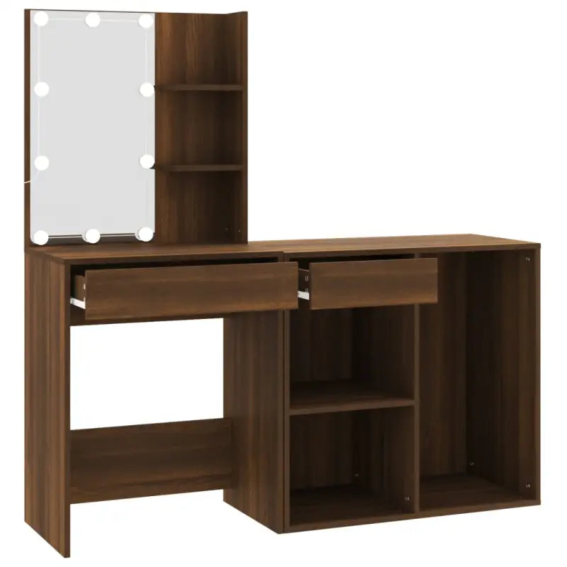 Kaptafel Met Kastjes Led Bewerkt Hout