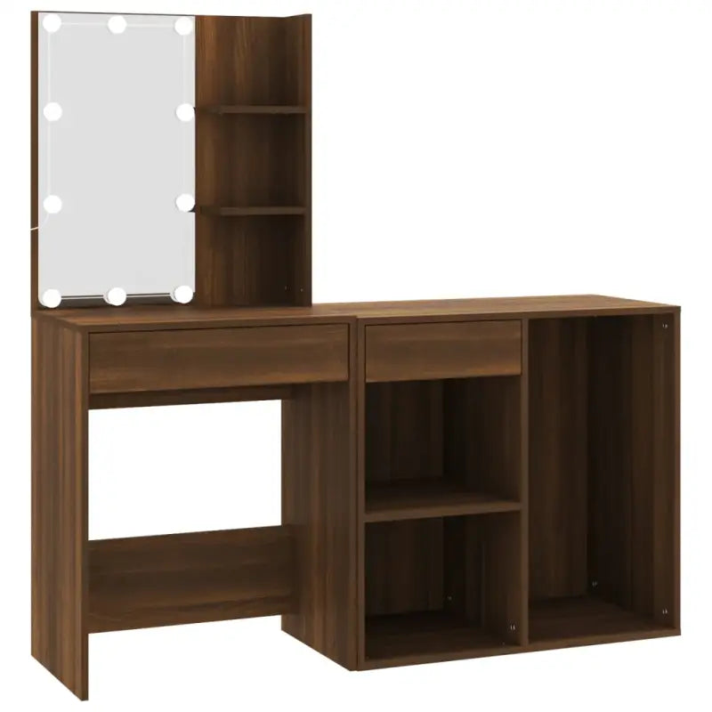 Kaptafel Met Kastjes Led Bewerkt Hout