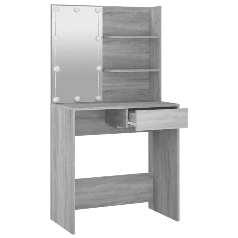 Kaptafel Met Led-Verlichting 74,5X40X141 Cm Eiken