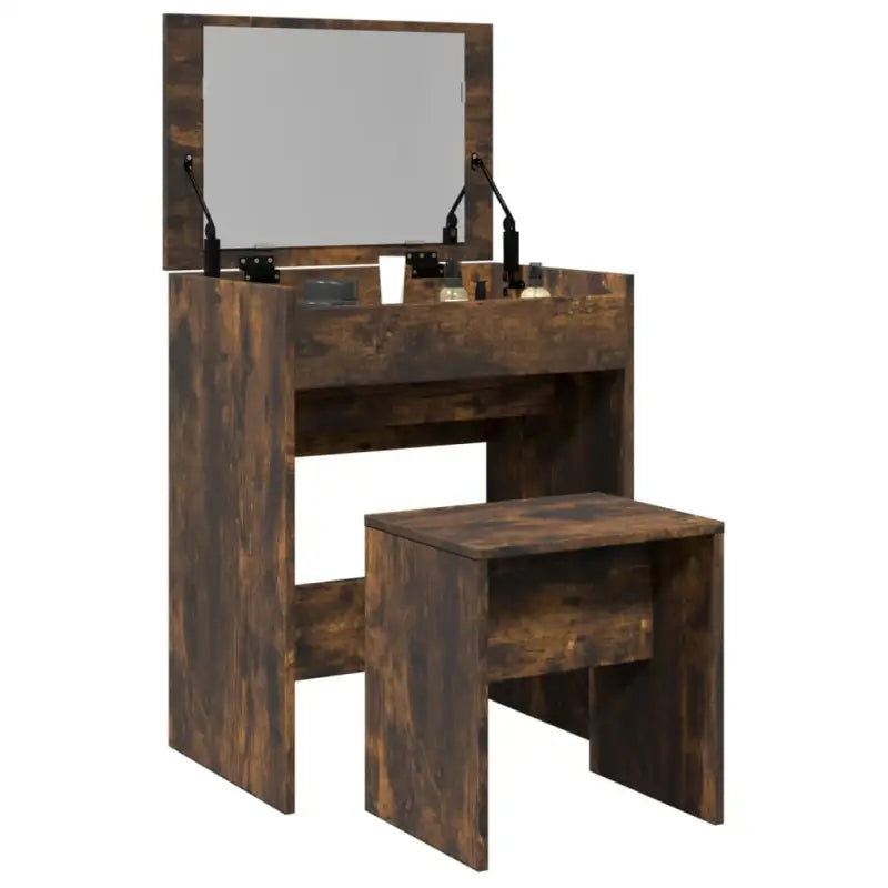 Kaptafel van bewerkt hout met binnen handbereik opbergmogelijkheden - Slaapkamerkaptafels