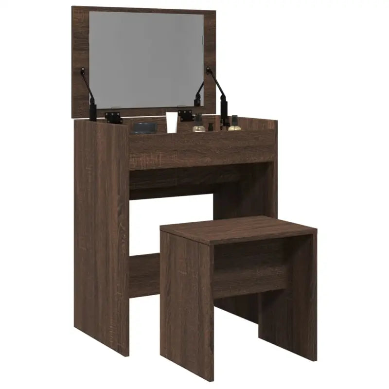 Kaptafel van bewerkt hout met binnen handbereik opbergmogelijkheden - bruin eikenkleur / 1 - Slaapkamerkaptafels