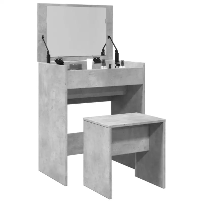 Kaptafel van bewerkt hout met binnen handbereik opbergmogelijkheden - Betongrijs / 1 - Slaapkamerkaptafels