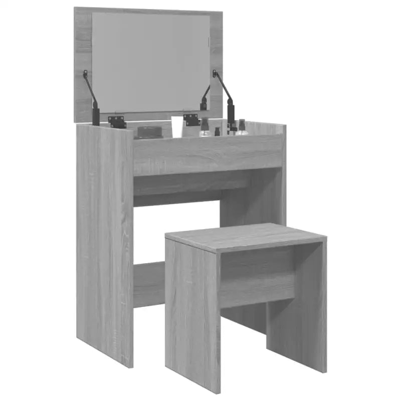 Kaptafel van bewerkt hout met binnen handbereik opbergmogelijkheden - Grijs sonoma / 1 - Slaapkamerkaptafels