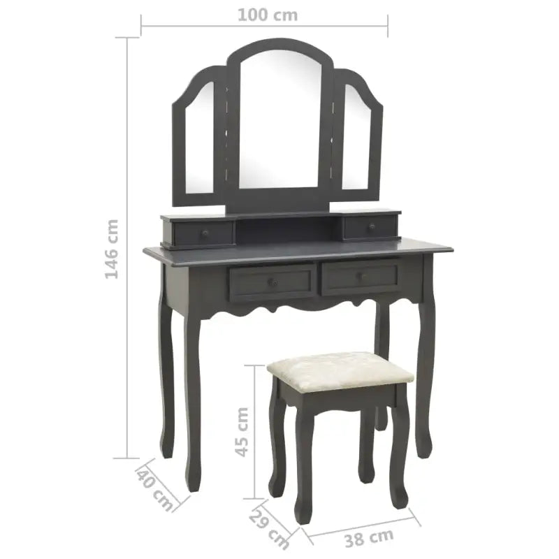 Kaptafelset Met Kruk 100X40X146 Cm Paulowniahout