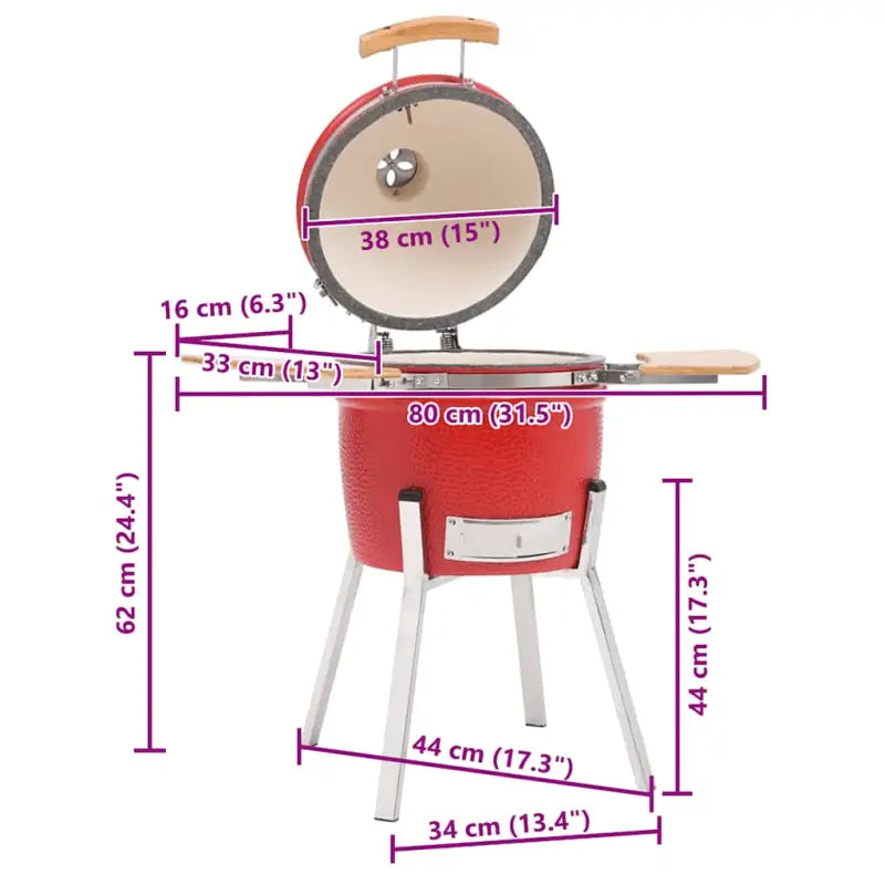 Keramische Kamado Grill met ingebouwde thermometer en mooie buitenafwerking - Barbecues