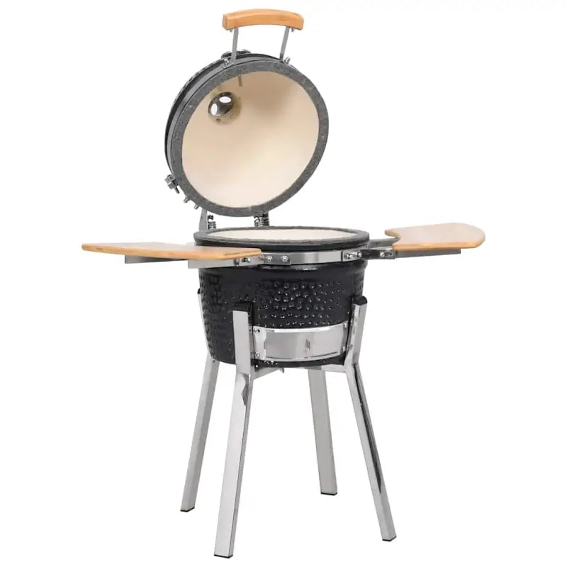 Keramische Kamado Grill met ingebouwde thermometer en mooie buitenafwerking - Zwart - Barbecues