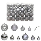 Kerstballen decoratie met levering bevat in 3 maten voor feestdagen - Grijs / 100 - Decoratie voor feestdagen