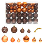 Kerstballen decoratie met levering bevat in 3 maten voor feestdagen - Bruin / 100 - Decoratie voor feestdagen