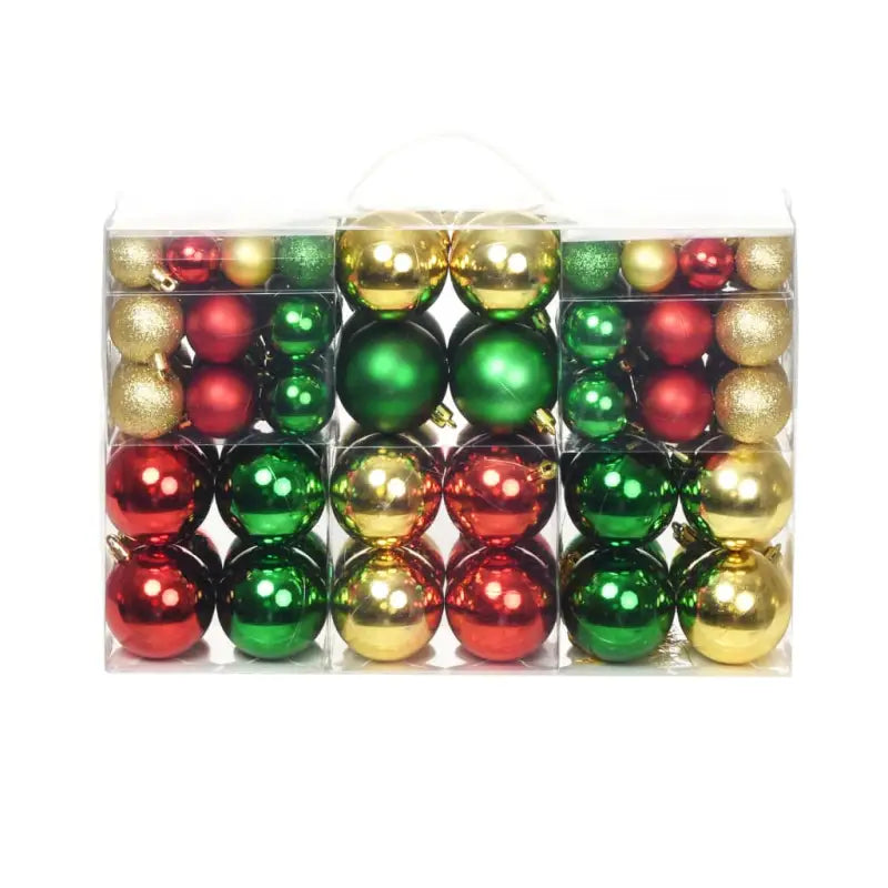 Kerstballen decoratie met levering bevat in 3 maten voor feestdagen - Rood/goud/groen / 100 - Decoratie voor feestdagen