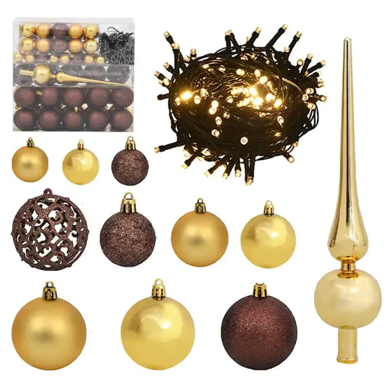 Kerstballenset voor een prachtige versiering van je kerstboom en huis - goud- en bronskleurig / 120 / 1