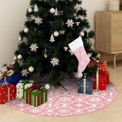 Kerstboomrok met sneeuwpatroon voor een luxe kerstboom uitstraling - Roze / 90 cm / 1 - Kerstboomrokken