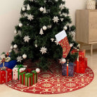 Kerstboomrok met sneeuwpatroon voor een luxe kerstboom uitstraling - Rood / 90 cm / 1 - Kerstboomrokken