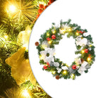 Kerstkrans voor binnen en buiten met feestelijke verlichting - Groen & wit / 1 - Kerstverlichting