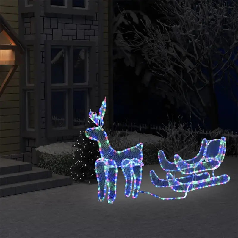 Kerstverlichting in rendier en slee voor zowel binnen als buiten decoratie - kleurrijk / 120 x 63 cm / 1