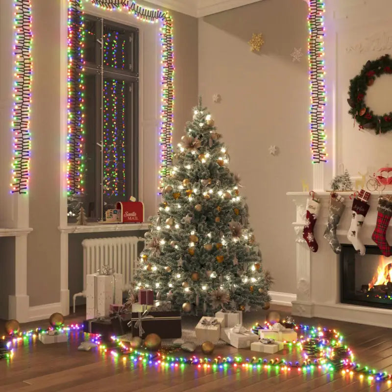 Kerstverlichting met een totale lengte van 11 meter en 1000 LED’s - Meerkleurig en donkergroen / 7.4 m / 1