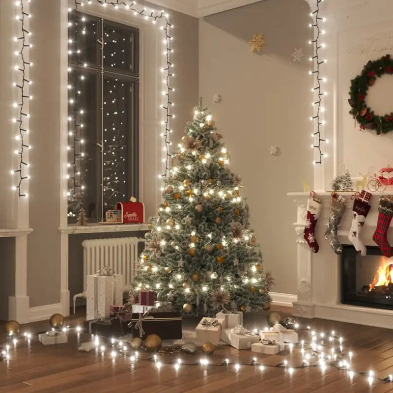 Kerstverlichting met een totale lengte van 13 meter en 400 LED’s - Koudwit en donkergroen / 13 m / 1 - Kerstverlichting