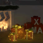 Kerstverlichting met glanzende stof Geschenkschalen voor feestdagen - Rood / 3 / 1 - Kerstverlichting
