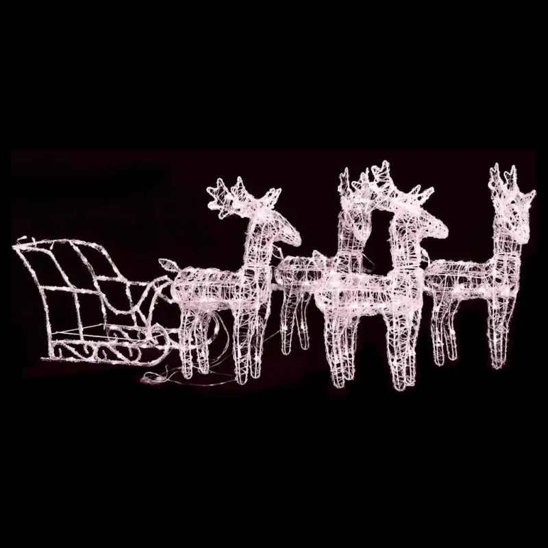 Kerstverlichting met twee rendieren en slee voor warme feestverlichting - Warmwit / 43 x 11 x 55 cm (4 pcs) / 1