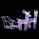 Kerstverlichting met twee rendieren en slee voor warme feestverlichting - Multikleur / 43 x 11 x 55 cm (2 pcs) / 1
