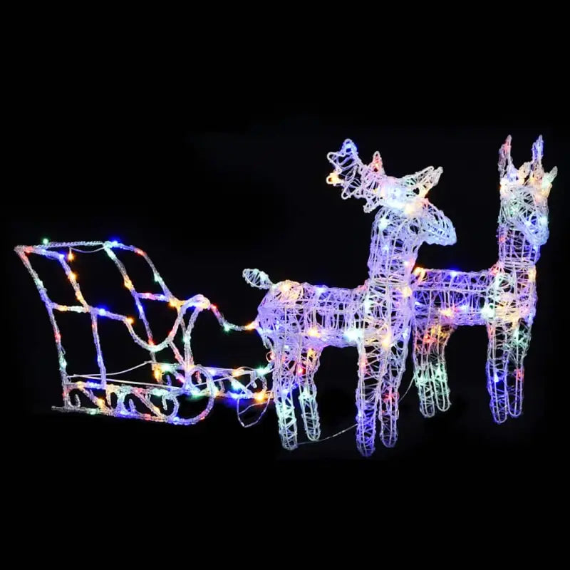 Kerstverlichting met twee rendieren en slee voor warme feestverlichting - Multikleur / 43 x 11 x 55 cm (2 pcs) / 1
