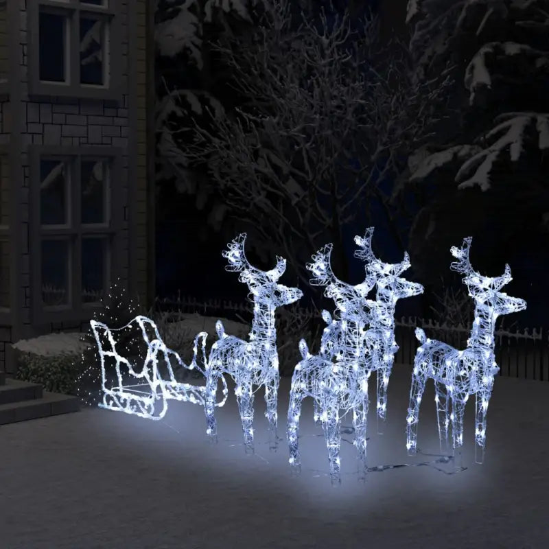 Kerstverlichting met twee rendieren en slee voor warme feestverlichting - Koudwit / 43 x 11 x 55 cm (4 pcs) / 1