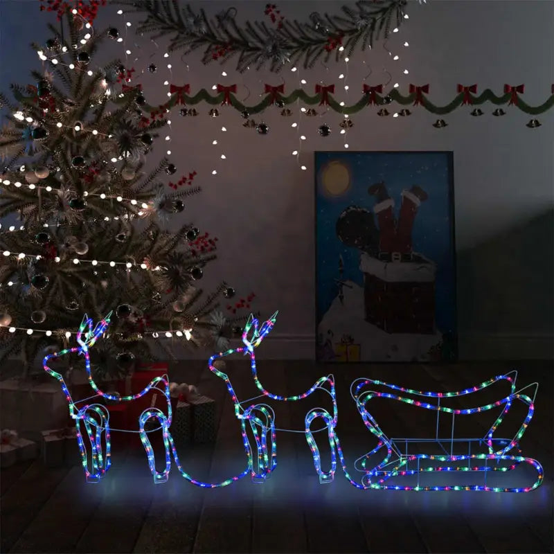 Kerstverlichting Waterdicht IP44 voor een feestelijk huis - Multikleur / 1 / Twee rendieren met een slee