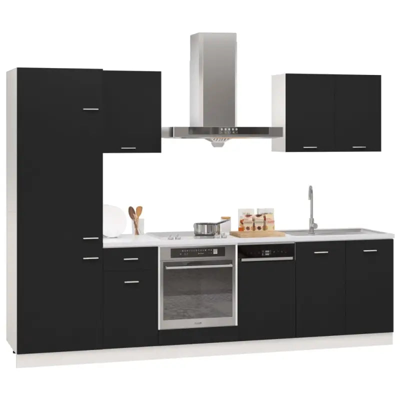 Keukenkasten set met bewerkt hout en eenvoudig ontwerp voor orde in de keuken - Keukenkasten