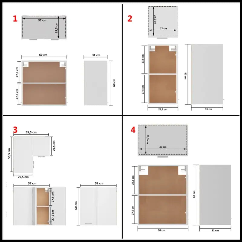Keukenkasten set met eenvoudig ontwerp en bewerkt hout voor georganiseerde keuken - 1 / zonder aanrechtblad