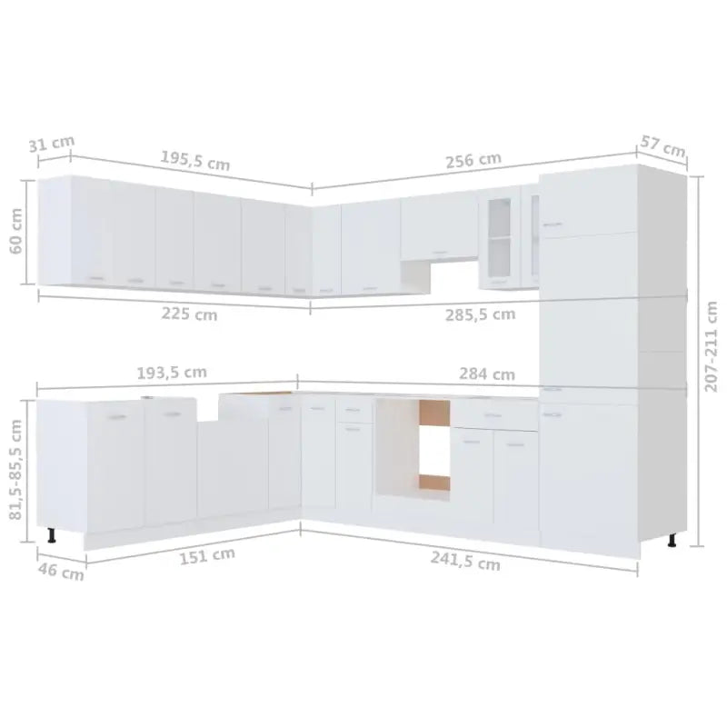 Keukenkasten set met eenvoudig ontwerp en bewerkt hout voor georganiseerde keuken - 1 / zonder aanrechtblad