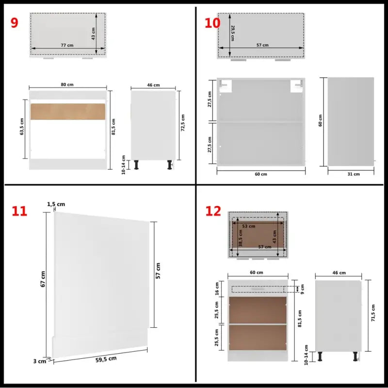 Keukenkasten set met eenvoudig ontwerp en bewerkt hout voor georganiseerde keuken - 1 / zonder aanrechtblad