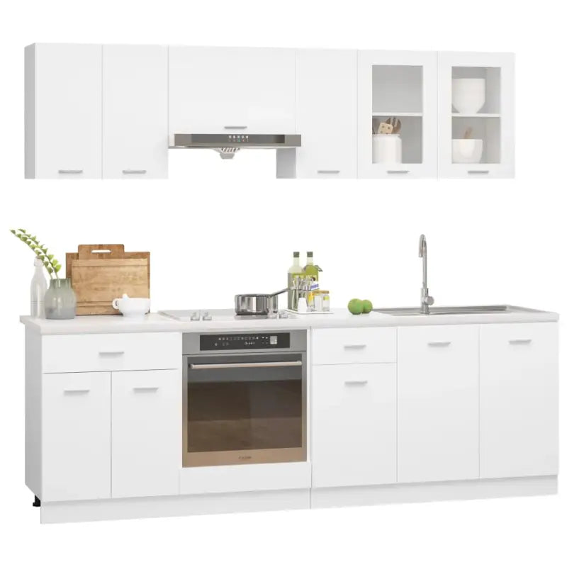Keukenkasten set van bewerkt hout voor een overzichtelijke keuken - Keukenkasten