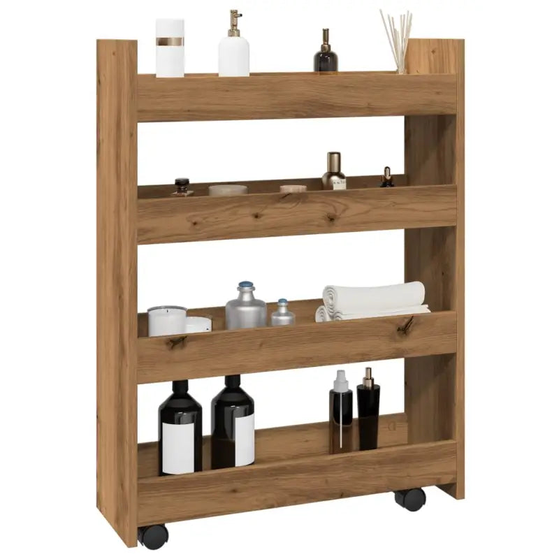 Keukentrolley van bewerkt hout in grijs Sonoma eikenstijl - artisian oak - Keukentrolleys