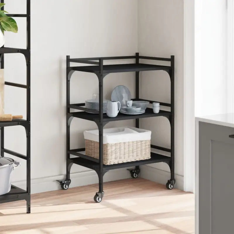 Keukentrolley van bewerkt hout voor vintage uitstraling en extra bergruimte - Keukentrolleys