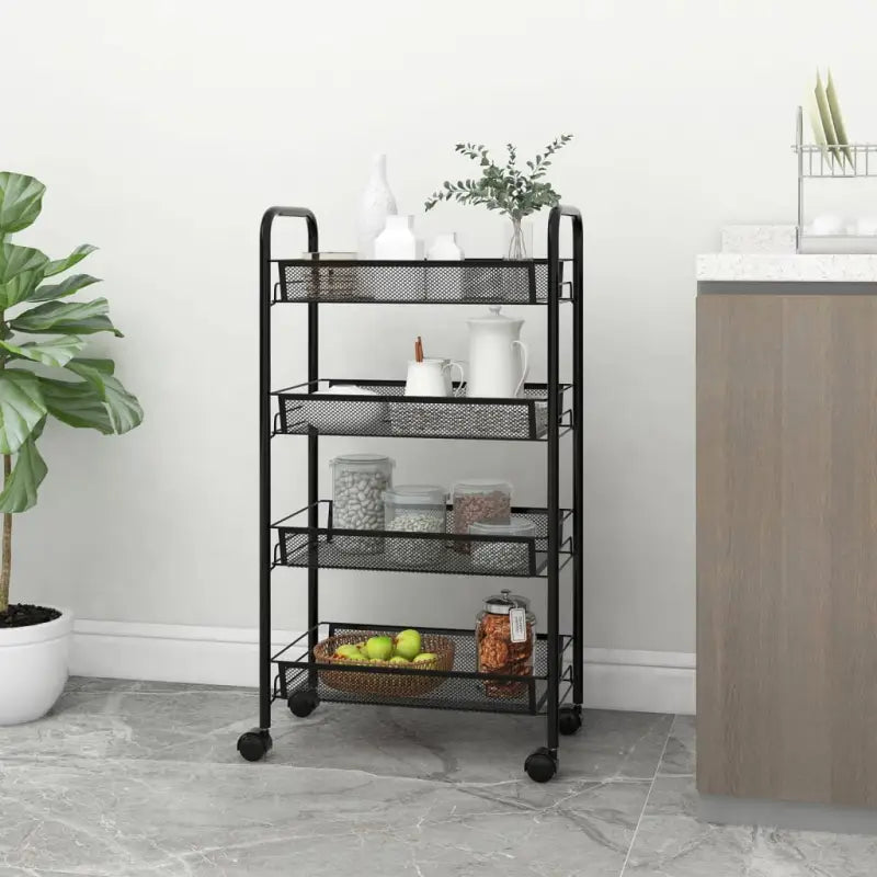 Keukentrolley van ijzeren constructie voor ordening en duurzaamheid - Zwart / 46 x 26 x 85 cm - Keukentrolleys
