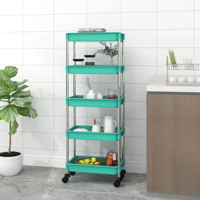 Keukentrolley van sterk ABS en ijzeren buizen voor ordening - Turquoise - Keukentrolleys
