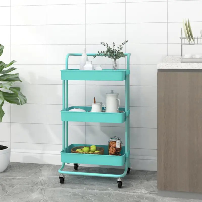 Keukentrolley voor ordenen en opbergen in huis en kantoor - Turquoise - Keukentrolleys