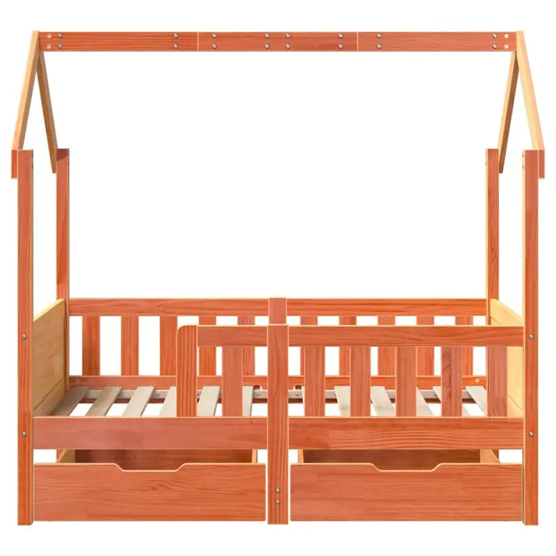 Kinderbed met huisje in massief grenenhout en open dakstructuur - Bedden & bedframes