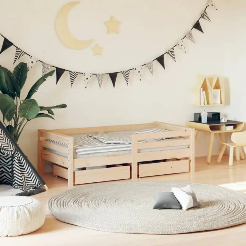 Kinderbed van massief grenenhout met elegant en tijdloos design - Naturel / 70 x 140 cm - Peuter- & kinderbedden