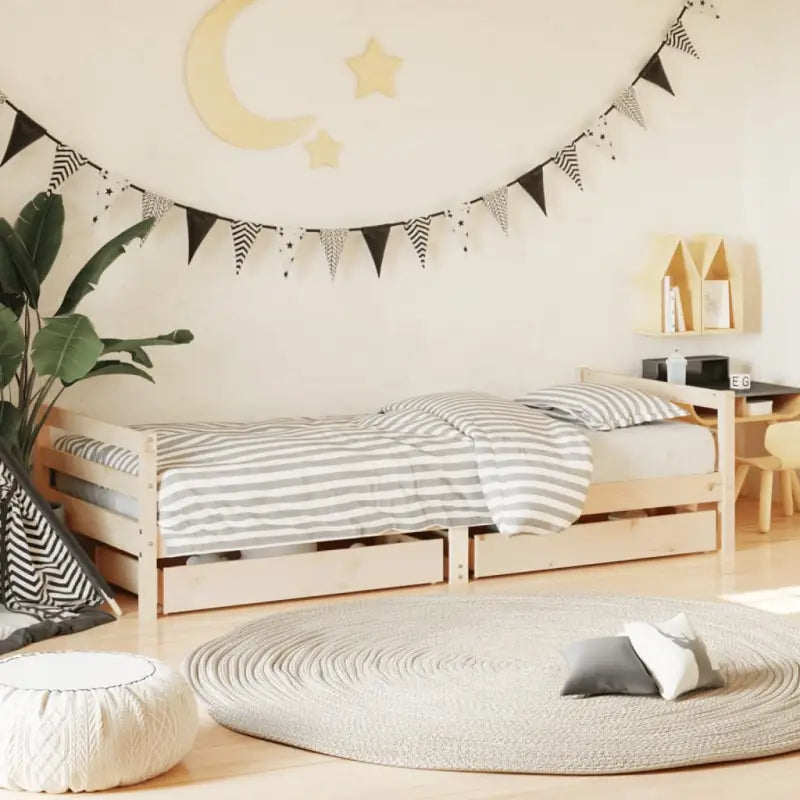 Kinderbed van massief grenenhout met elegant en tijdloos design - Naturel / 80 x 200 cm - Peuter- & kinderbedden