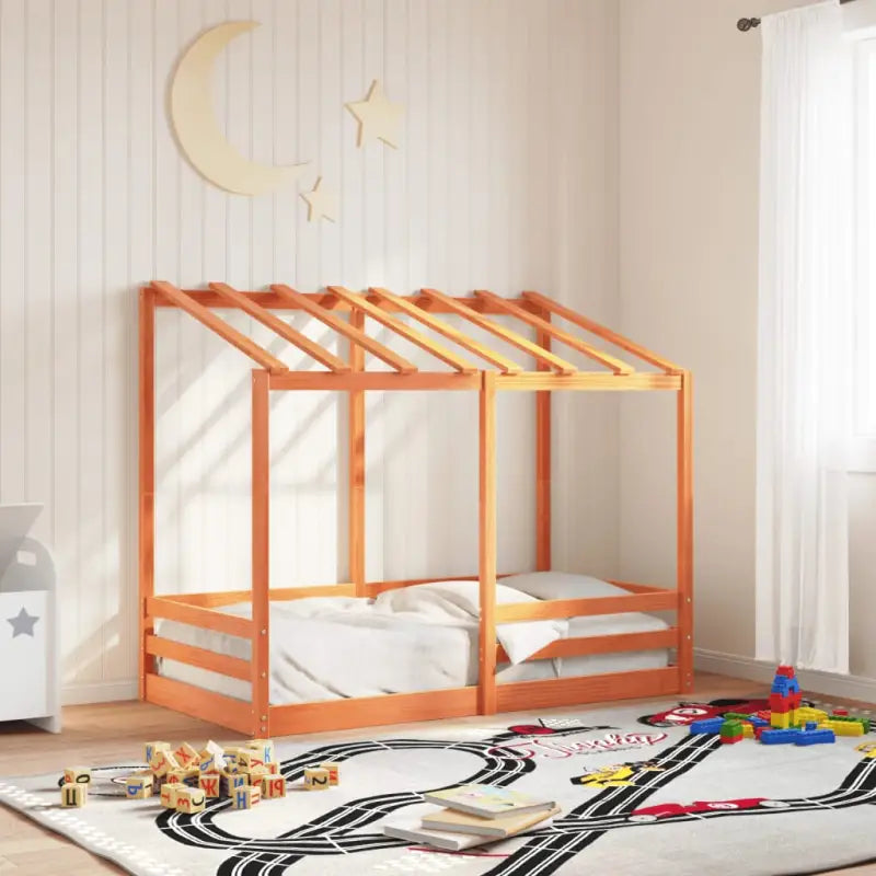 Kinderbed van massief grenenhout voor duurzaamheid en ruimtebesparing - Wasbruin / 70 x 140 cm - Bedden & bedframes