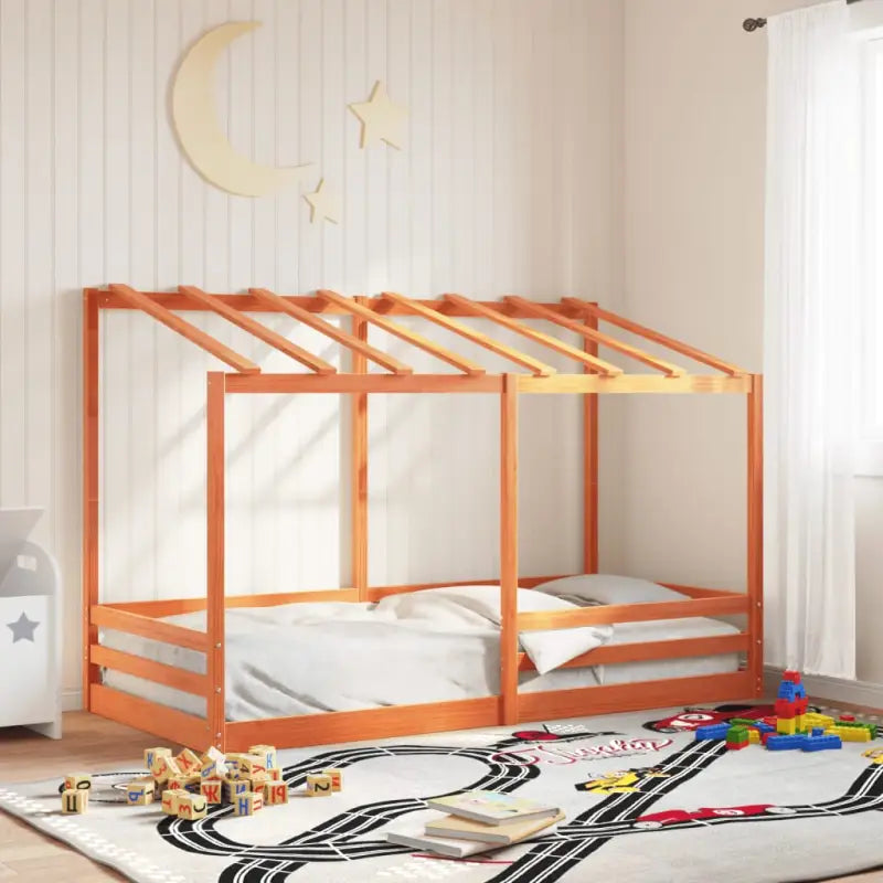 Kinderbed van massief grenenhout voor duurzaamheid en ruimtebesparing - Wasbruin / 100 x 200 cm - Bedden & bedframes