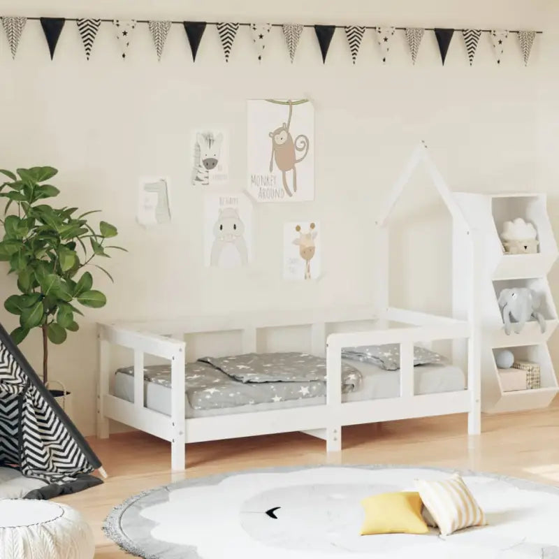 Kinderbed van massief grenenhout voor een gezellige en duurzame slaapkamer - Wit / 70 x 140 cm - Peuter- & kinderbedden
