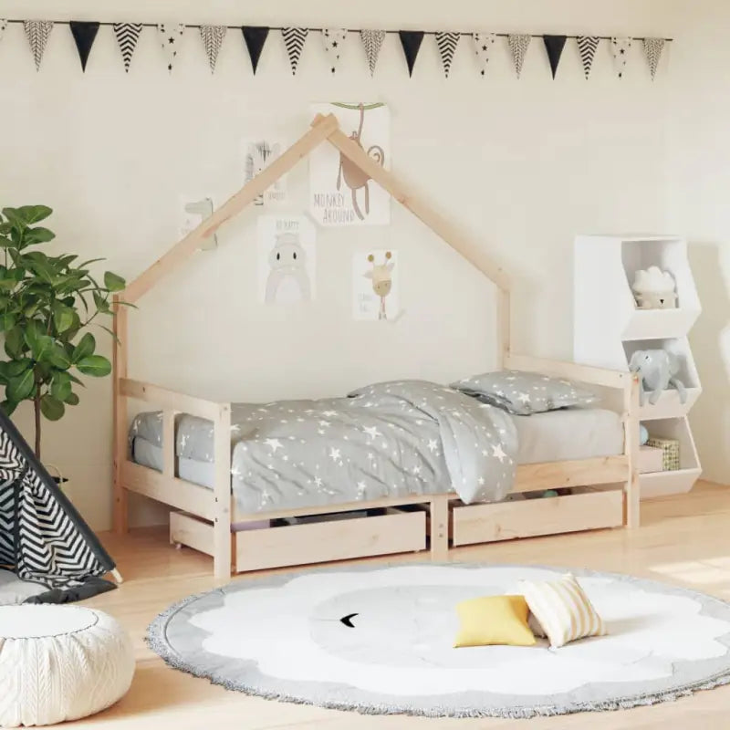 Kinderbed van massief grenenhout voor een vrolijke slaapkamer - Naturel / 80 x 160 cm - Peuter- & kinderbedden