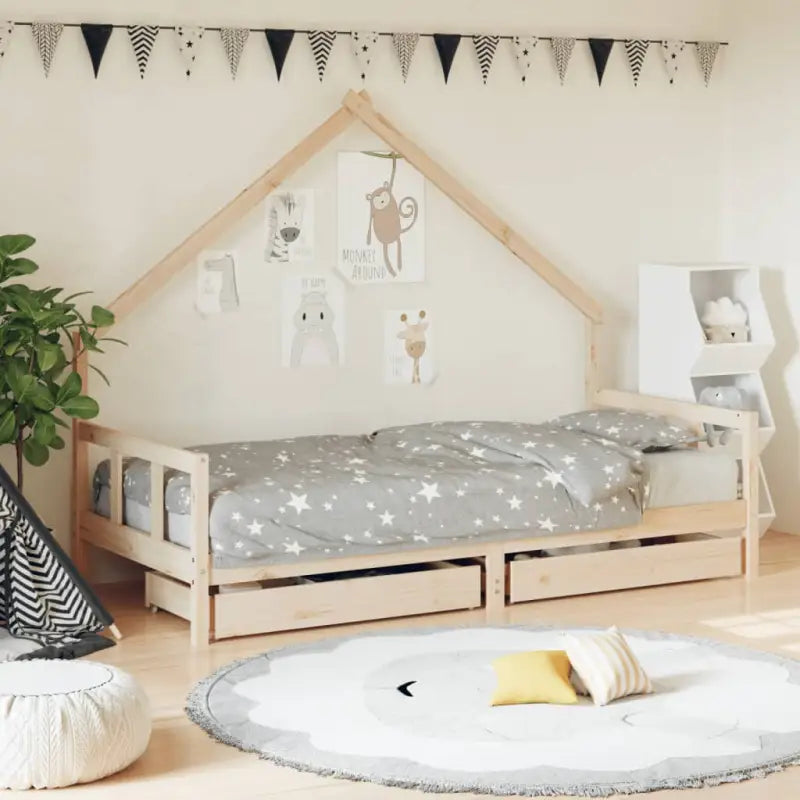Kinderbed van massief grenenhout voor een vrolijke slaapkamer - Naturel / 90 x 190 cm - Peuter- & kinderbedden