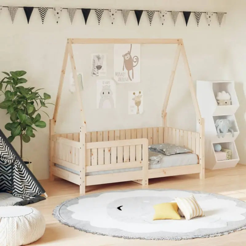 Kinderbed van massief grenenhout voor kleintjes - Naturel / 70 x 140 cm - Peuter- & kinderbedden