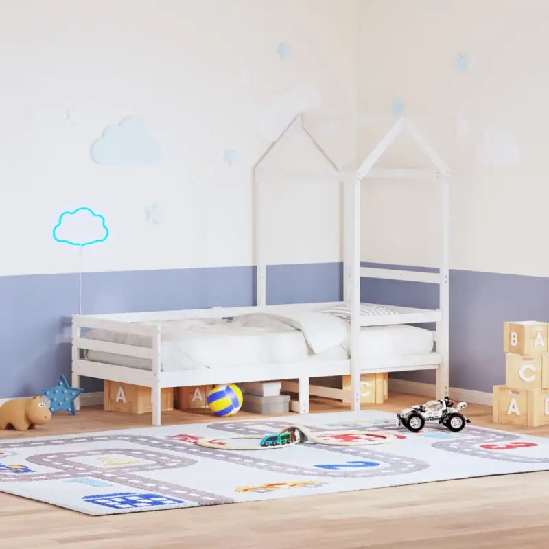 Kinderbedhuisje met open zijdeur in massief grenenhout - Wit / 118 x 70 x 176.5 cm - Accessoires voor bedden